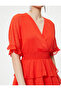 Mini Tulle Dress Ruffled Layered Glitter Double Breasted Collar Short Sleeve - 5
