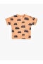 T-Shirt Short Sleeve Car Printed Crew Neck Textured Cotton