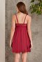Combed Cotton Lace Women's Nightgown and Dressing Gown Set - 4010 Claret Red - 4