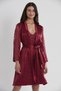 Satin Lace Women's Nightgown and Dressing Gown Set - 4025 Burgundy