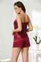 Satin Lace Shorts - Babydoll Set - 460 Burgundy - 4