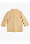 Plush Coat with Pocket Detail and Button Closure, Jacket Collar - 3