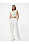 Linen Blend Crop Oversize Top Sleeveless Round Neck Checkered - 2