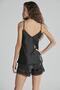 Satin Lace Shorts - Babydoll Set - 430 Black - 3