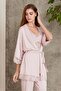 Lacy Combed Cotton 3-Piece Maternity Pajama Set - 2810 Powder