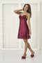 Satin Lace Women's Nightgown and Dressing Gown Set - 4075 Burgundy - 2