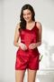 Satin Lace 3-Piece Women's Dressing Gown Set 2480 Red - 3