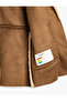 Plush Coat with Pocket Detail and Button Closure, Jacket Collar - 5