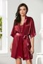 Velvet Satin Lace Women's Nightgown and Dressing Gown Set - 4045 Burgundy