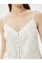 Pajama Top with Thin Straps, V-Neck, Embroidered Buttons - 5