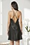 Satin Lace Women's Nightgown and Dressing Gown Set - 4280 Black - 5