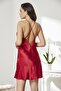 Satin Lace Women's Nightgown and Dressing Gown Set - 4280 Red - 5