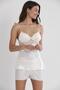 Satin Lace Shorts - Babydoll Set - 415 İnci - 2
