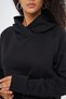 Black Color Slit Detailed Sweatshirt with Snap Fasteners and Hood, Three Thread Cotton - 7