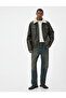 Faux Leather Jacket Collar Sheepskin Pocket Zippered Lined Slim Fit - 2