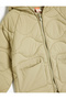 Quilted Inflatable Coat with Hood and Zipper Closure - 3