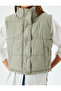 Short Puffer Vest with Stand Collar Zippered Pockets - 5