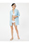 Cotton Midi Shirt Dress - lonG Sleeve, loose Fit, Back printed