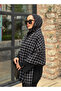 Black Color Checkered Women's Winter Shoulder Shawl - 6
