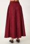 Women's Claret Red Pocketed Jacquard Suede Flared Skirt Rg00045 - 6