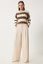 Women's Cream Pocketed Woven Palazzo Trousers Ul00052