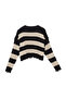 Black Crop Wide Fit Striped Knitwear Sweater Twoaw24Kz00905 - 6