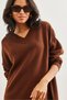 Women's Bitter Brown V-Neck Knitwear Tunic Dress Elb- 19002280 - 4
