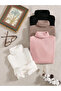 Unisex 4-Pack Black White Beige Pink Cotton Turtleneck Camisole Ribbed High-Neck Sweater - 5
