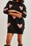 Women's Black Heart Detailed Soft Textured Knitwear Tunic Dress Elb- 19002284 - 5