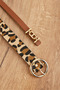 Women's Tan Leopard 2-Piece Ring Faux Leather Belt Set Kmr- 19000151