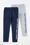 Gray Melange-Navy Blue Girl's Slogan Knitted Tights Tkdaw25Ta00006
