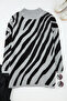 Gray Zebra Patterned Half Turtleneck Sweater Tedaw25An00004