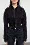 Siyah Crop Oversize Örme Hırka/Sweatshirt TWOAW25SW00302 - 4