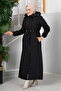 Eflin Hooded Hijab Coat Black