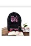 Black Pink Written Logo Printed Black Backpack with Chain Zipper and Piercing - 4