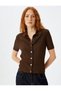 Polo Neck Knitwear Sweater Short Sleeve Buttoned - 3