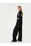 Sports Sweatpants Wide Leg High Waist Slogan Ribbed Interlock - 2