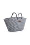 Cesta Handmade Cotton Navy Blue Gray Straw Bag Beach Casual Decorative Bag 26x57cm - 4