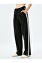 Straight Wide Leg Fabric Trousers with Pockets and Stripe Detail on the Sides - 3