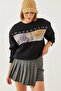 Women's Black Printed Sweatshirt Mbhs020 60601020 - 5
