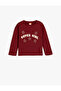 T-Shirt Long Sleeve Slogan Printed Crew Neck Cotton