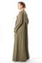 Long Sleeve Paradise Court Collar Button Detailed Autumn and Winter Pocketed Double Muslin Ferace Khaki Hk - 3