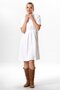 Short Sleeve Gizem Half-Neck Autumn and Winter Elastic Midi Length Double Muslin Dress White Byz