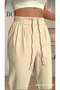 Women's Raw Linen Waist Laced Lace Detailed Trousers - Gabardine Waist Belt Look - 4