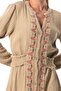 Long Sleeve Sparkly V-Neck Autumn and Winter Embroidered Short Double Muslin Dress Mink Vzn - 3