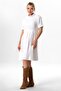 Short Sleeve Gizem Half-Neck Autumn and Winter Elastic Midi Length Double Muslin Dress White Byz - 6