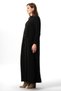 Long Sleeve Paradise Court Collar Button Detailed Autumn and Winter Pocketed Double Muslin Ferace Black Syh - 5