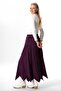 Elastic Waist, Tie Back, Asymmetrical Cut, Long Wool Viscose Skirt, Plum Color, Mrd - 5