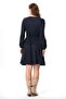 Long Sleeve Life Tied Autumn and Winter Embroidered Authentic Short Combed Viscose Dress Navy Blue Lcvt - 2