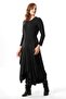Long Sleeve Atlas Autumn and Winter Asymmetrical Cut Authentic Long Combed Cotton Viscose Dress Gray Gray - 4